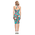 Belle Poque Halter Baumwolle Floral Print Pinup Kleid 50er Jahre Swing Kleid Retro Vintage Kleid BP000021-8
